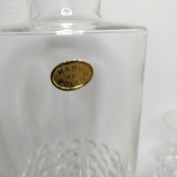 Crystal Decanter & 6 Glasses Whiskey Bourbon Crystal Poland Original Sticker MCM - Picture 15 of 16